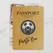 Gold Puerto Rico Passport Save The Date (Vorne/Hinten)