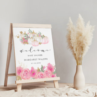 Gold Pumpkin Baby Dusche Willkommenspender Poster