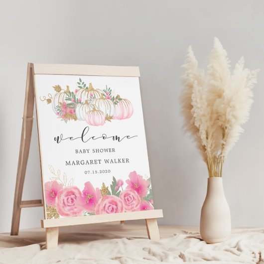 Gold Pumpkin Baby Dusche Willkommenspender Poster