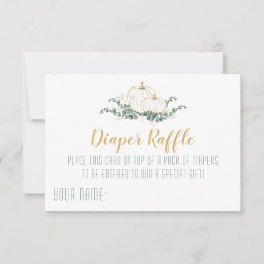 Gold Pumpkin Baby Dusche - Windelruderkarte Einladung (Vorderseite)