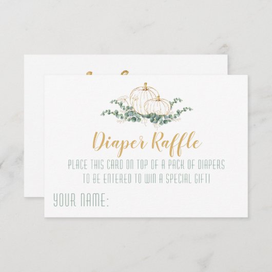 Gold Pumpkin Baby Dusche - Windelruderkarte Einladung (Vorne/Hinten)