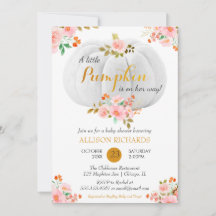 Gold Pumpkin Fall Pink Floral Baby Dusche