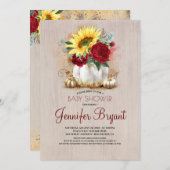 Gold Pumpkin Floral Vase Rustic Fall Baby Dusche Einladung (Vorne/Hinten)