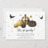 Gold Pumpkin Lassen Sie uns verwöhntes Halloween-P Einladung (Vorderseite)