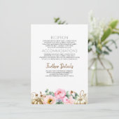 Gold Pumpkin Pink Floral Vase Hochzeitsinformation Begleitkarte (Stehend Vorderseite)