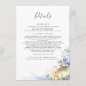 Gold Pumpkins Dusty Blue Floral Wedding Details Begleitkarte (Vorderseite)