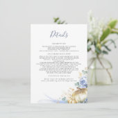 Gold Pumpkins Dusty Blue Floral Wedding Details Begleitkarte (Stehend Vorderseite)