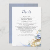 Gold Pumpkins Dusty Blue Floral Wedding Details Begleitkarte (Vorne/Hinten)