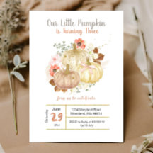 Gold Pumpkins Floral zum dritten Geburtstag