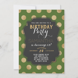 Gold Punkt Birthday Einladung