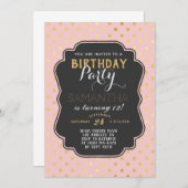 Gold Punkt Birthday Einladung (Vorne/Hinten)