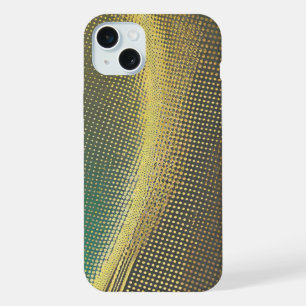 Gold Punkte auf grau und grün iPhone 15 Plus Hülle