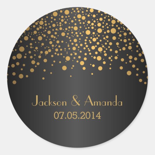 Gold Punkte auf schwarz | Personalisieren Runder Aufkleber (Vorderseite)