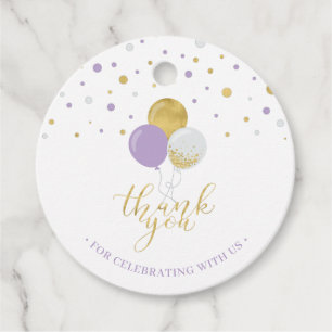 Gold & Purple Balloons Party Danke Favor Tag Geschenkanhänger
