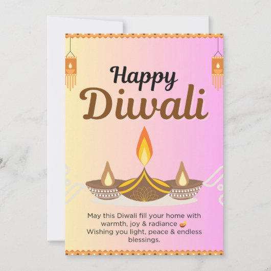 Gold & Purple Diwali Greeting Card Feiertagskarte (Vorderseite)