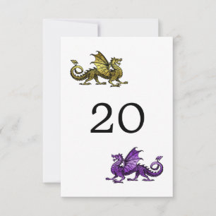 Gold Purple Drache Hochzeit Tischkarte Einladung