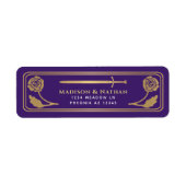 Gold Purple Medieval Fantasy Sword Wedding Label (Vorne)