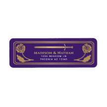 Gold Purple Medieval Fantasy Sword Wedding Label