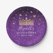 Gold Purple Quinceanera Birthday Party Template Pappteller (Vorderseite)