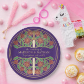 Gold Purple Royal Medieval Floral Sword Wedding  Pappteller (Party)