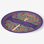 Gold Purple Royal Medieval Floral Sword Wedding  Pappteller (Schrägansicht)