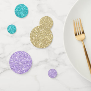 Gold Purpur & Aquablau Glitter Funkeln Konfetti