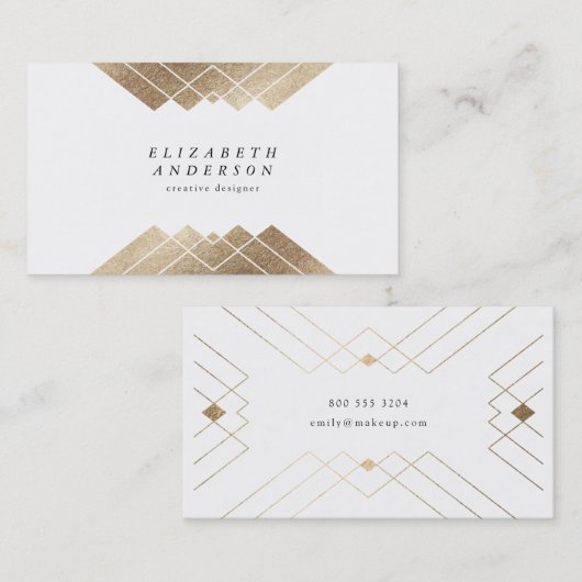 Gold Pyramid Geometric Business Card Visitenkarte (Vorne/Hinten)