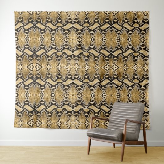 Gold Python Snakeskin Hintergrund Wandteppich (Beispiel (Horizontal))