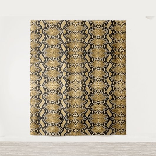 Gold Python Snakeskin Hintergrund Wandteppich (Vorderseite)