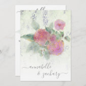 *~* Gold QR AR12 Damask UAWG Rose Bouquet Wedding Einladung (Vorne/Hinten)