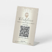 Gold QR Code Bezahlung Hier Erdbeeren Glitzer Trop Sockelschild (Vorderseite)