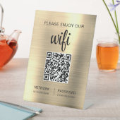 Gold QR Code Bitte genießen Sie unsere WiFi Sockelschild (In Situ)