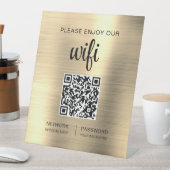 Gold QR Code Bitte genießen Sie unsere WiFi Sockelschild (In Situ)
