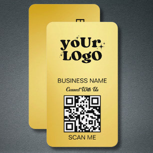 Gold QR Code Business-Logo   Black Gold Modern Visitenkarte