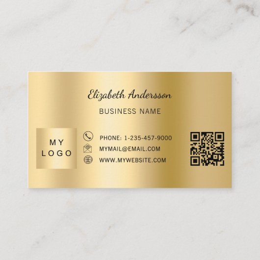 Gold qr code business logo treuekarte (Rückseite)
