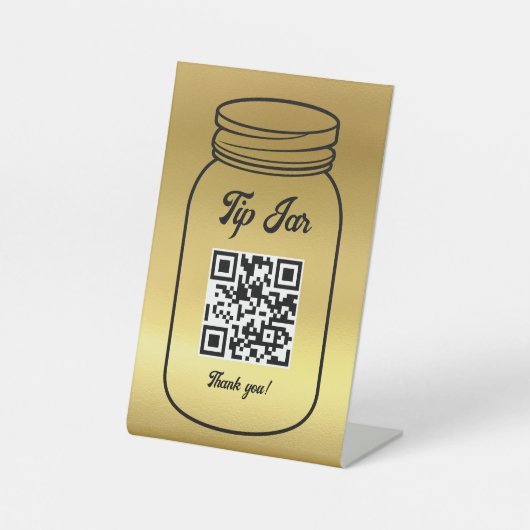Gold QR Code Digital Tipp Jar Sockelschild (Vorderseite)