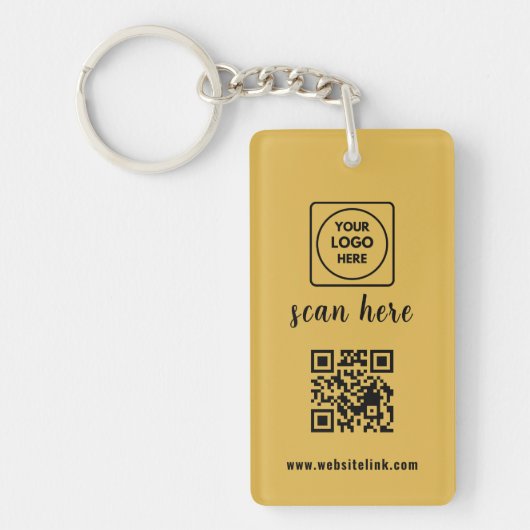 Gold QR-Code Geschäftslogo Promo Schlüsselanhänger (Vorderseite)