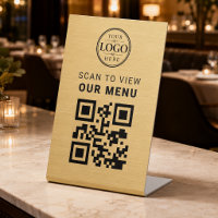 Gold QR-Code-Menü-Tischdisplay