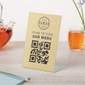 Gold QR-Code-Menü-Tischdisplay Sockelschild (In SItu)