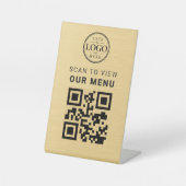 Gold QR-Code-Menü-Tischdisplay Sockelschild (Vorderseite)