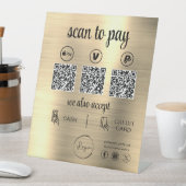 Gold QR Code Payment Scan to Pay Business Logo Sockelschild (In Situ)