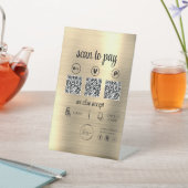 Gold QR Code Payment Scan to Pay Business Logo Sockelschild (In SItu)
