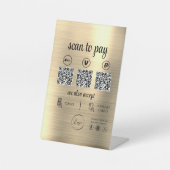 Gold QR Code Payment Scan to Pay Business Logo Sockelschild (Vorderseite)