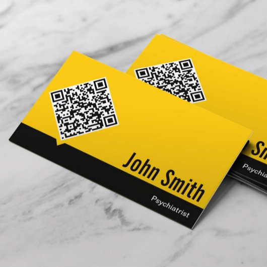 Gold QR Code Psychiatrist Business Card Visitenkarte