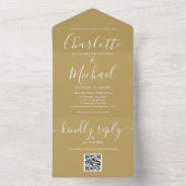 Gold QR Code Script Minimalistische Hochzeit All In One Einladung (Innen Boden)