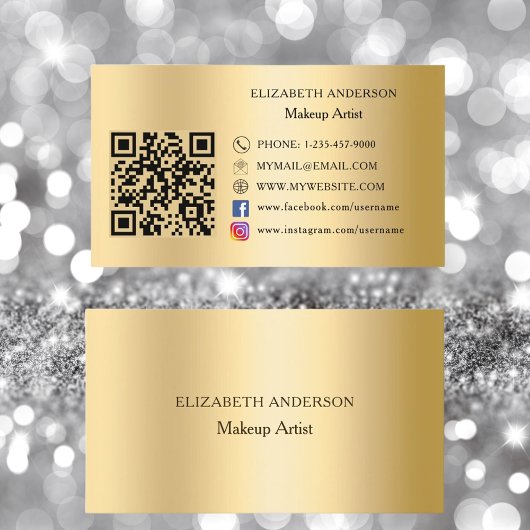 Gold Qr Code Social Media Premium Visitenkarte
