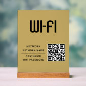 Gold QR Code Wifi-Netzwerkname & Passwort Acrylschild (Neutral)