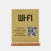Gold QR Code Wifi-Netzwerkname & Passwort Acrylschild (Vorderseite)