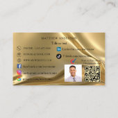 Gold qr Logo Mitarbeiter Foto Social Media UK Visitenkarte (Rückseite)