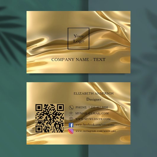 Gold qr Logo Social Media Premium Visitenkarte